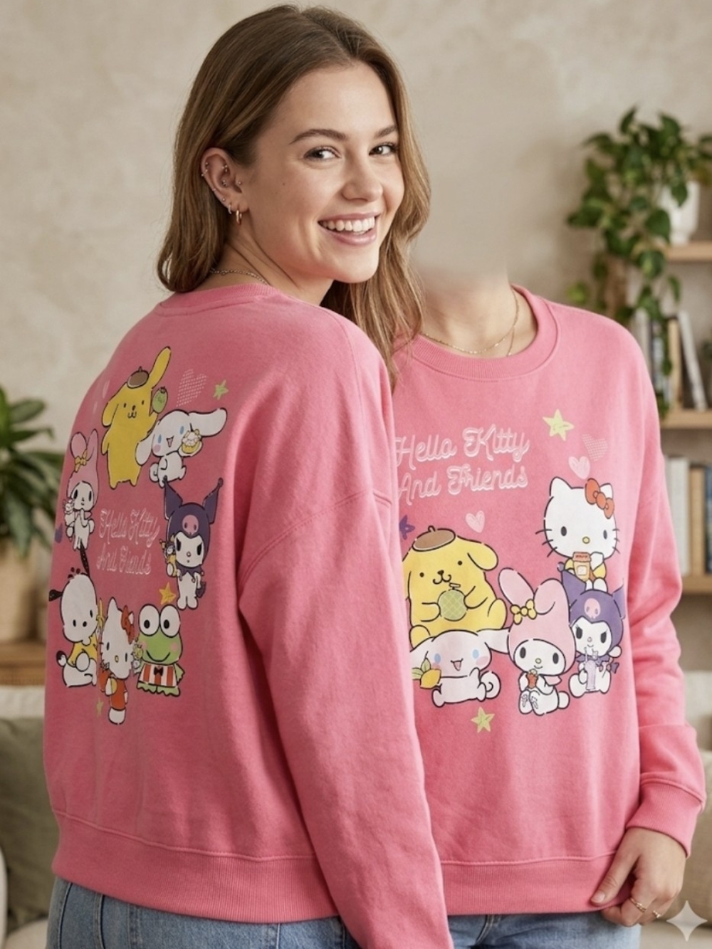 Hello Kitty & Friends Pink Graphic Sweatshirt